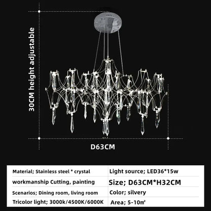 Gold crystal chandelier pendant light for dining room