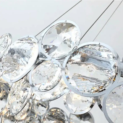 Modern chrome crystal pendant light fixture living room double ring