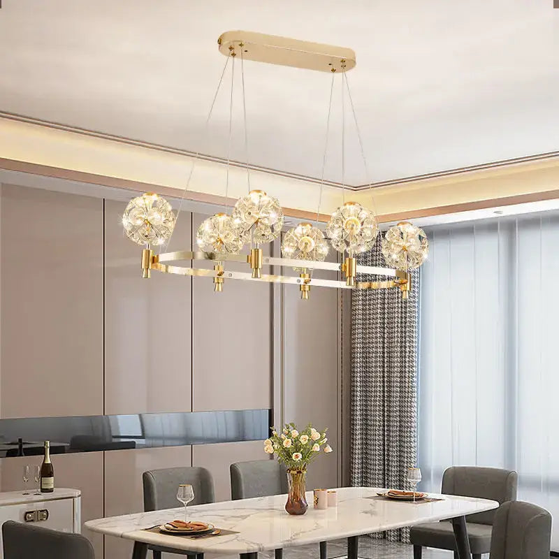 Gold crystal chandelier dandelion sphere light for living room