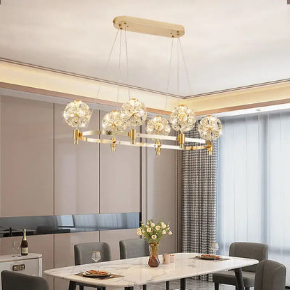 Gold crystal chandelier dandelion sphere light for living room