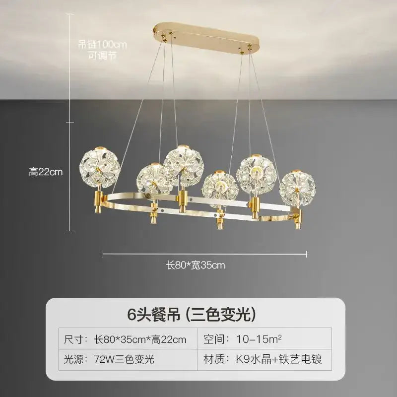 Gold crystal chandelier dandelion sphere light for living room