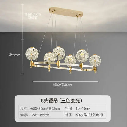 Gold crystal chandelier dandelion sphere light for living room