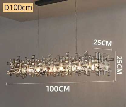 Modern square gold and clear crystal chandelier living room