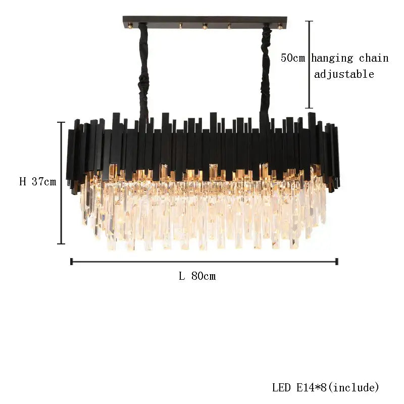 Modern gold & black crystal chandelier dining room light