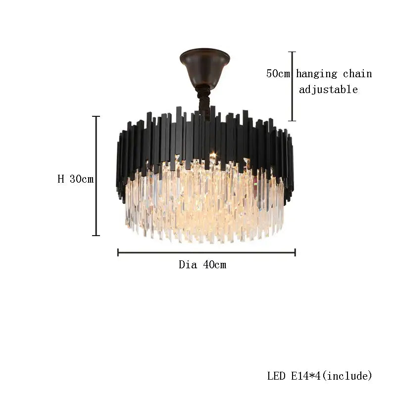 Modern gold & black crystal chandelier dining room light