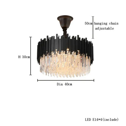 Modern gold & black crystal chandelier dining room light