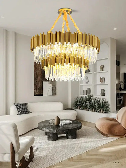 Modern gold & black crystal chandelier dining room light