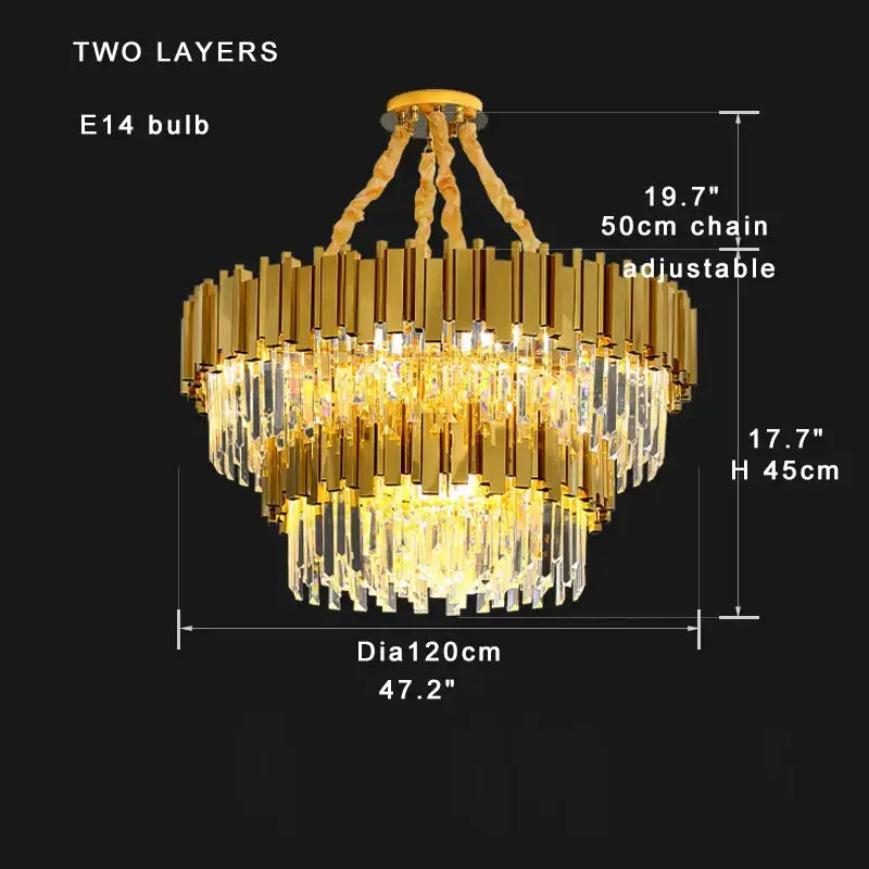 Modern gold & black crystal chandelier dining room light