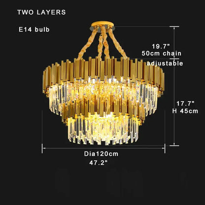 Modern gold & black crystal chandelier dining room light