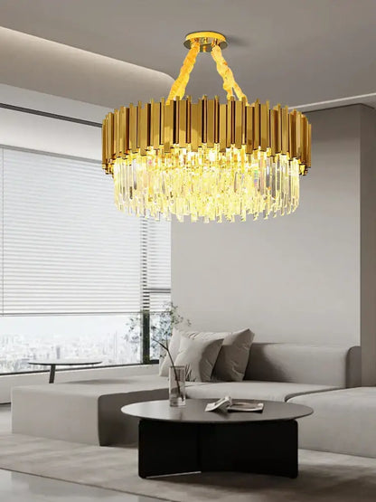 Modern gold & black crystal chandelier dining room light