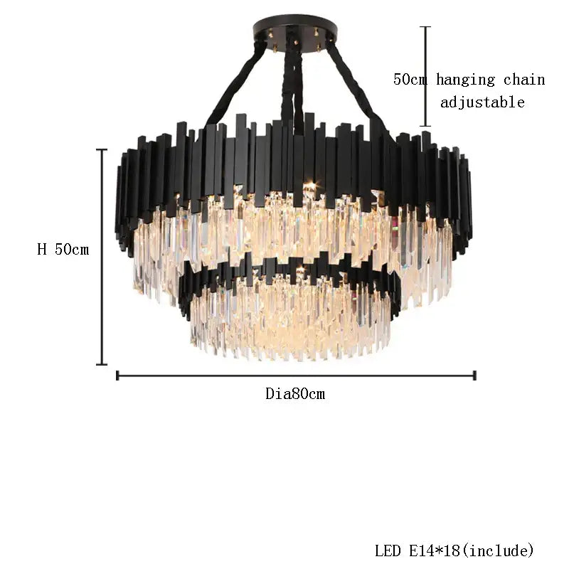 Modern gold & black crystal chandelier dining room light