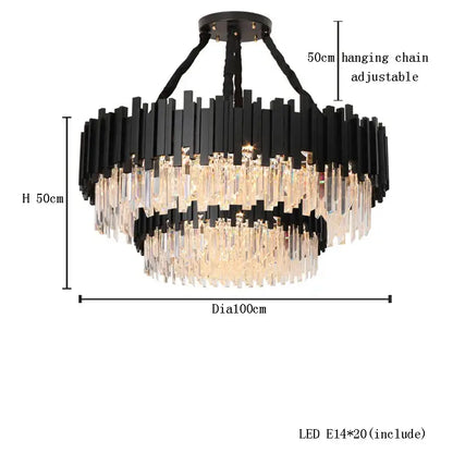 Modern gold & black crystal chandelier dining room light