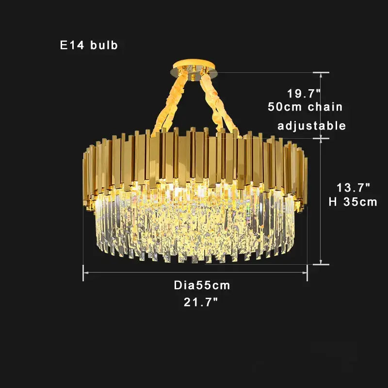 Modern gold & black crystal chandelier dining room light