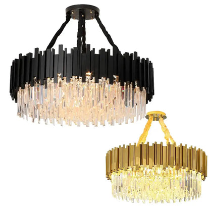 Modern gold & black crystal chandelier dining room light