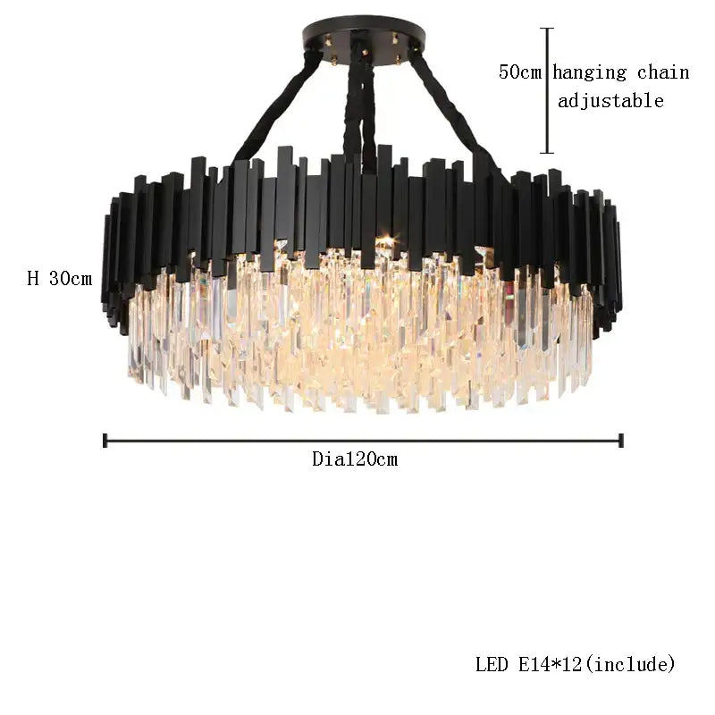 Modern gold & black crystal chandelier dining room light
