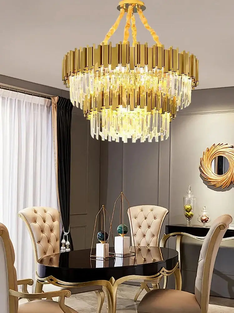 Modern gold & black crystal chandelier dining room light