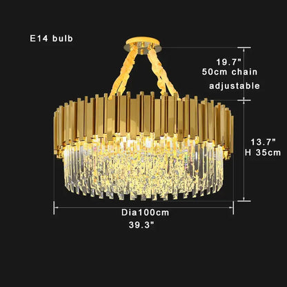 Modern gold & black crystal chandelier dining room light