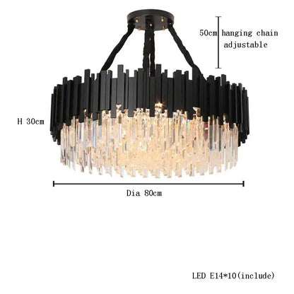 Modern gold & black crystal chandelier dining room light