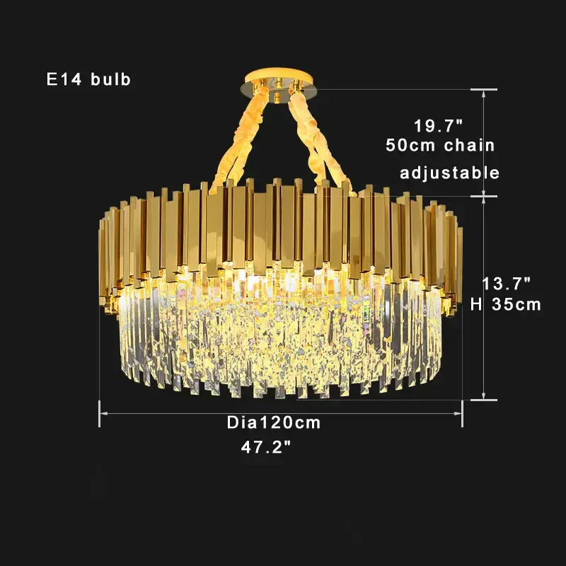 Modern gold & black crystal chandelier dining room light