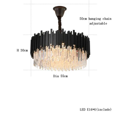 Modern gold & black crystal chandelier dining room light