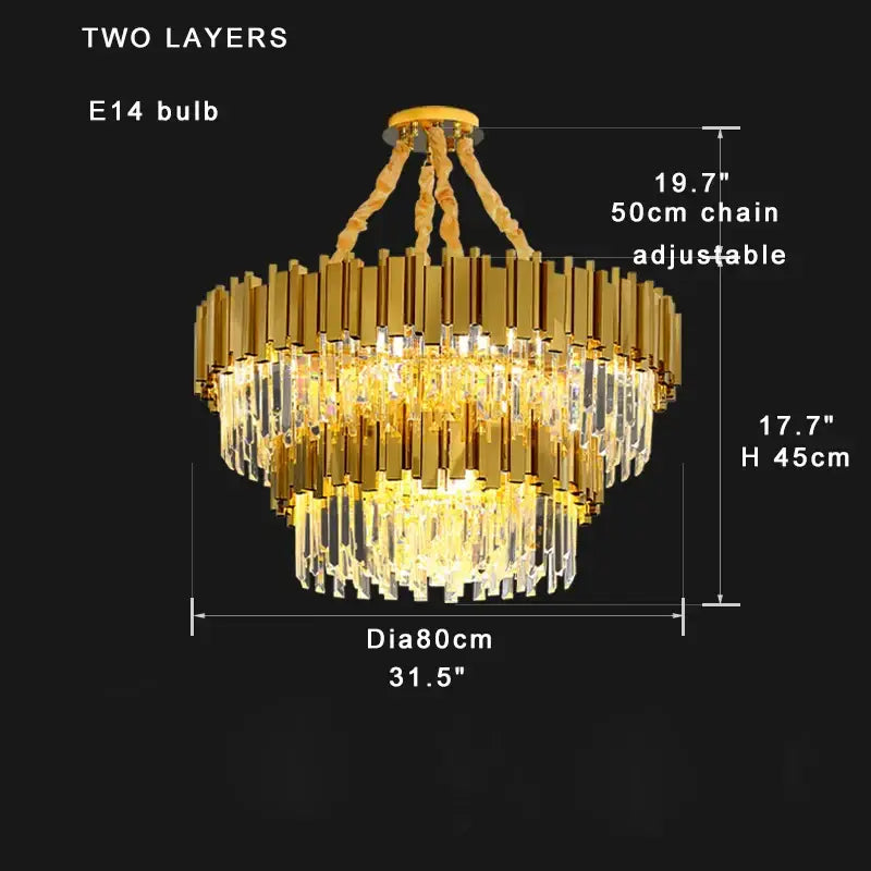 Modern gold & black crystal chandelier dining room light