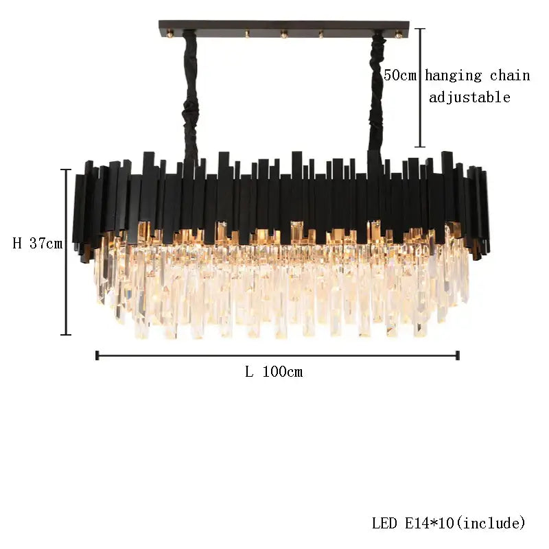 Modern gold & black crystal chandelier dining room light