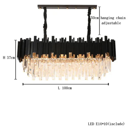 Modern gold & black crystal chandelier dining room light