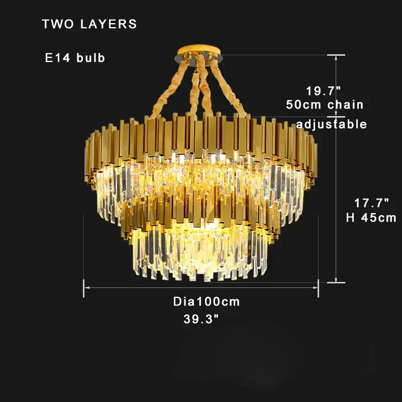 Modern gold & black crystal chandelier dining room light