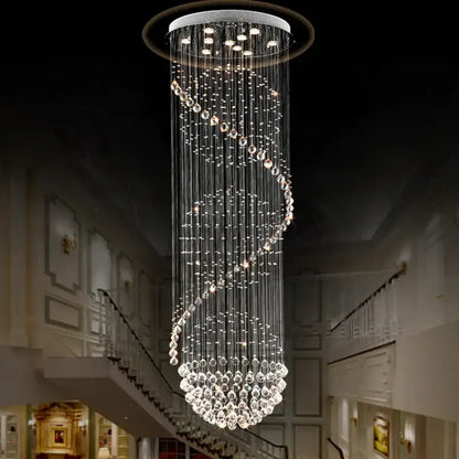 Modern faceted sphere crystal chandelier for villa staircase hall
