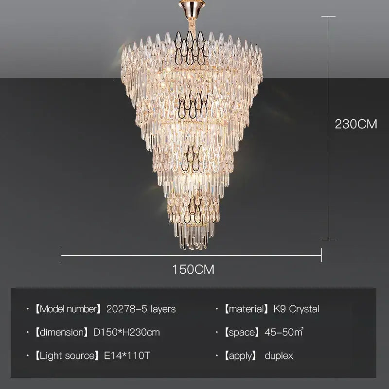 Post-modern luxury crystal chandelier for staircase