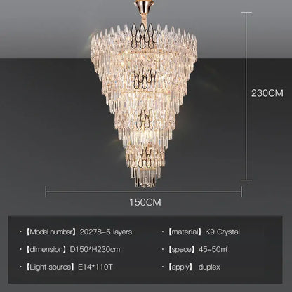 Post-modern luxury crystal chandelier for staircase