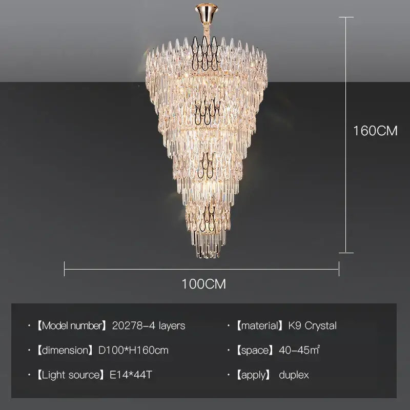 Post-modern luxury crystal chandelier for staircase