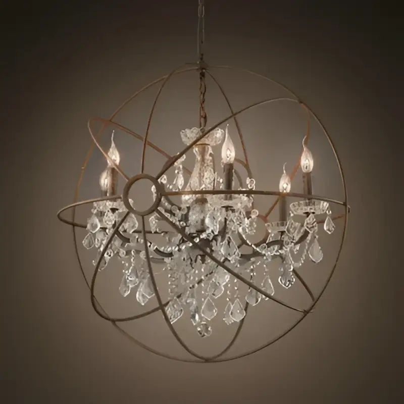 crystal chandelier spherical dark metal light for living room