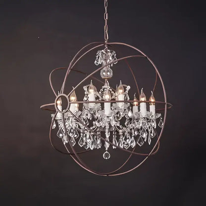 crystal chandelier spherical dark metal light for living room