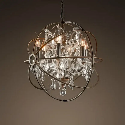 crystal chandelier spherical dark metal light for living room