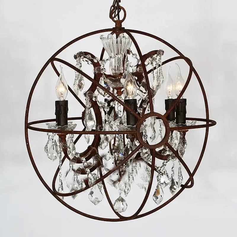 crystal chandelier spherical dark metal light for living room