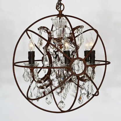 crystal chandelier spherical dark metal light for living room