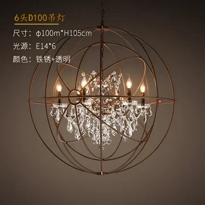 crystal chandelier spherical dark metal light for living room