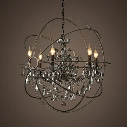 crystal chandelier spherical dark metal light for living room