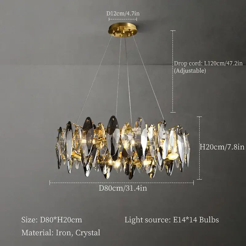 ™ Crystal Chandelier: Elegant Ceiling Hanging Light for Living Room & Dining Table