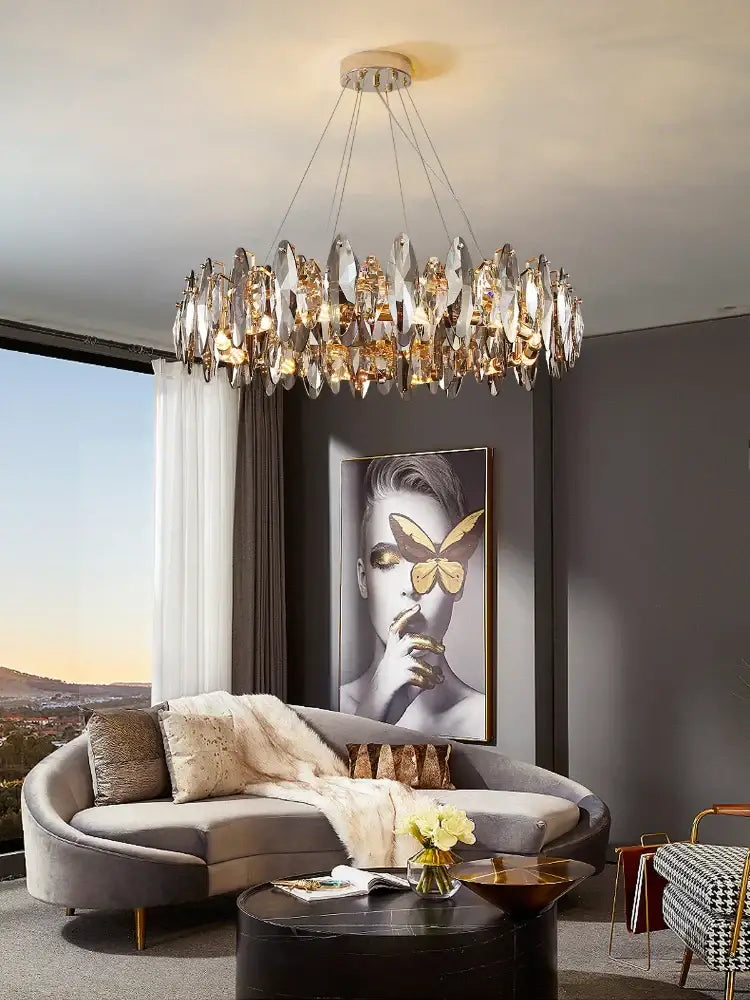 ™ Crystal Chandelier: Elegant Ceiling Hanging Light for Living Room & Dining Table