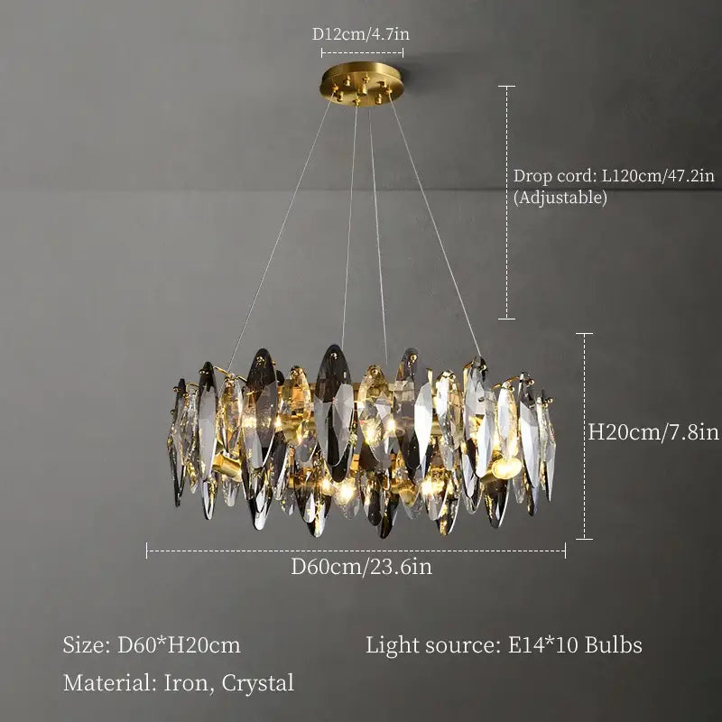 ™ Crystal Chandelier: Elegant Ceiling Hanging Light for Living Room & Dining Table