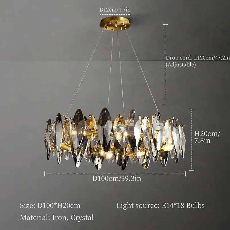 ™ Crystal Chandelier: Elegant Ceiling Hanging Light for Living Room & Dining Table