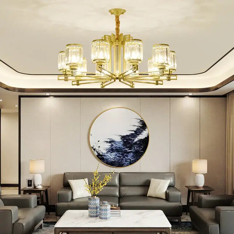 crystal chandelier gold geometric living room light