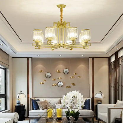 crystal chandelier gold geometric living room light