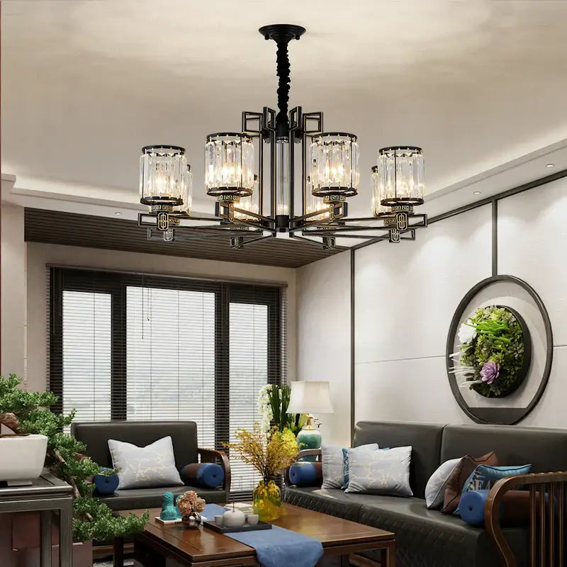 crystal chandelier gold geometric living room light