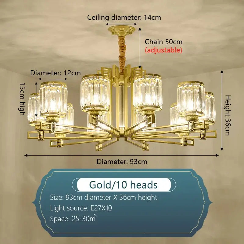 crystal chandelier gold geometric living room light
