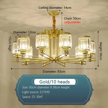 crystal chandelier gold geometric living room light