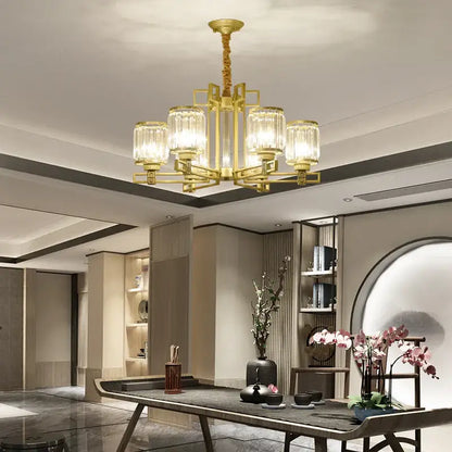 crystal chandelier gold geometric living room light