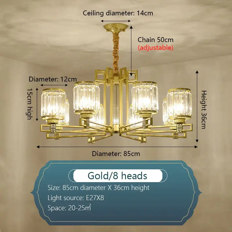 crystal chandelier gold geometric living room light